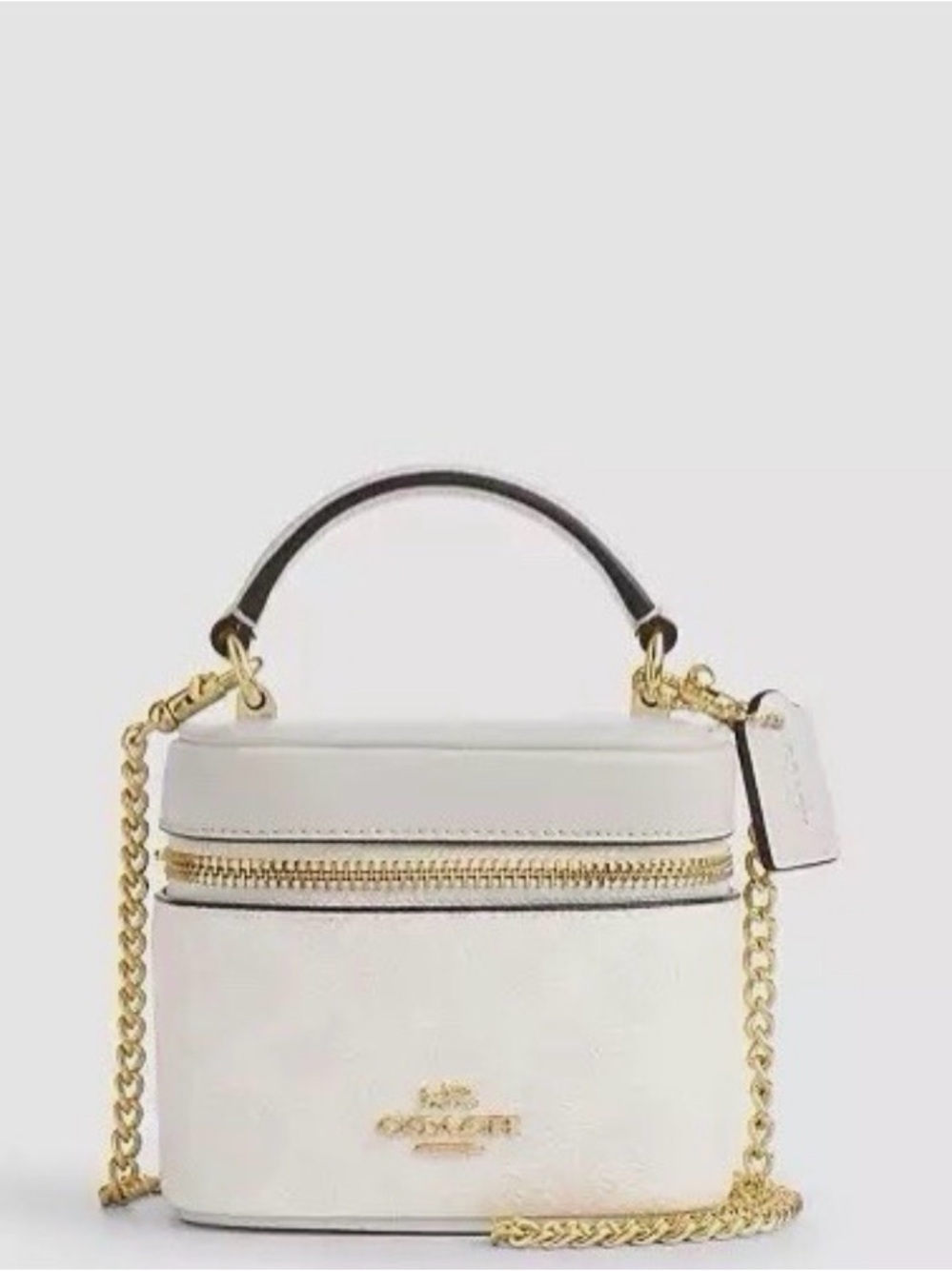 Coach White Leather Ava Crossbody Bag with Gold Chain